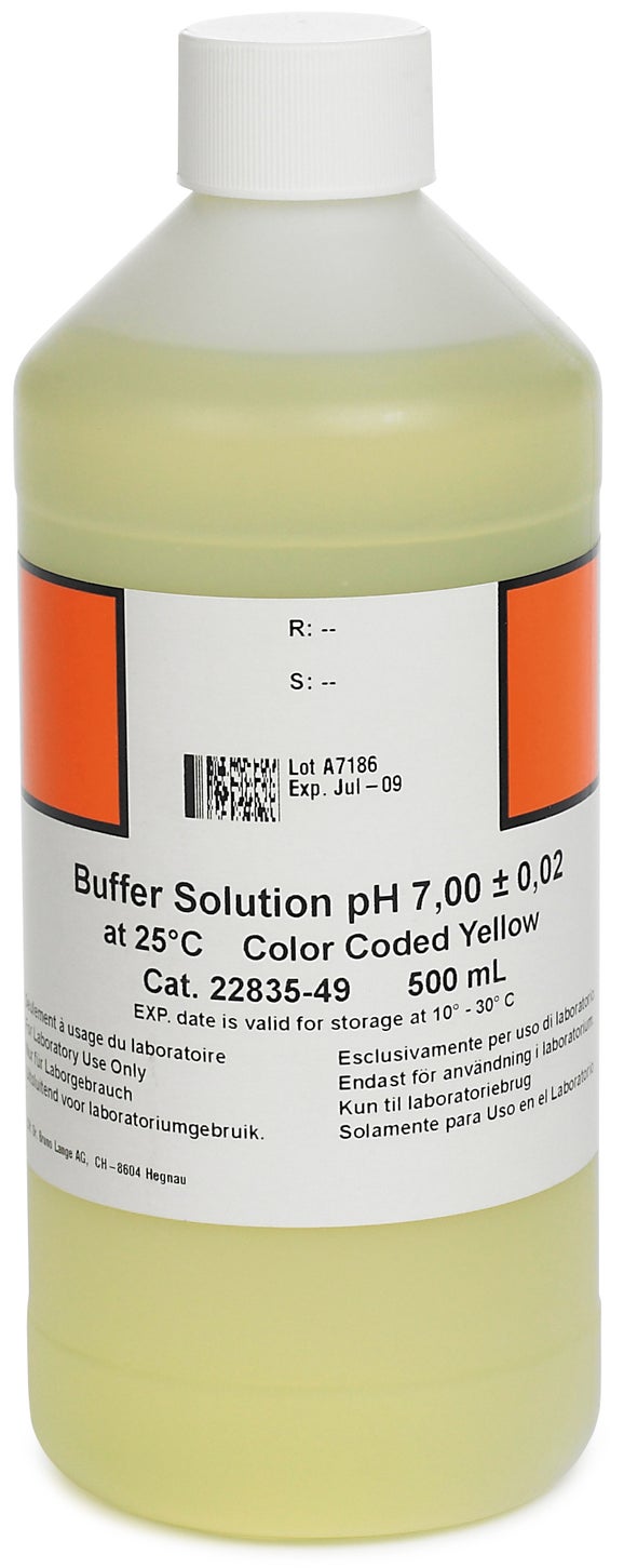 Solución buffer, pH 7.00 (NIST), código de color amarillo, 500 mL, Hach