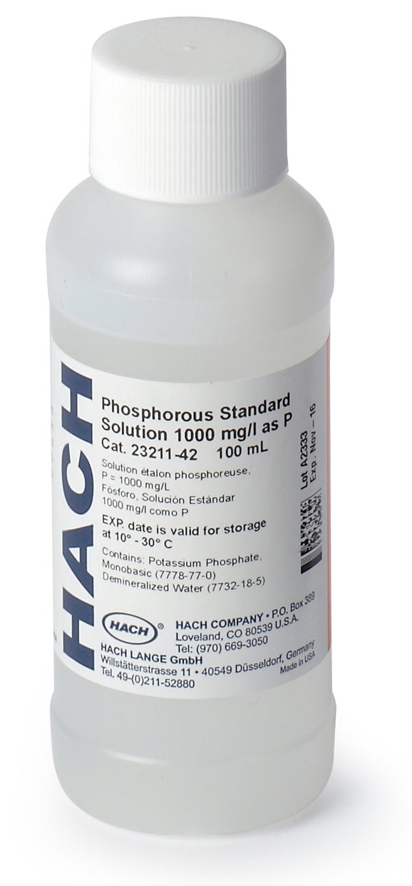 Solución estándar de fósforo, 1000 mg/L como P (NIST), 100 mL, Hach