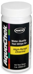 Tiras de prueba para cloro libre, 0 - 600 mg/L, 100 pruebas, Hach