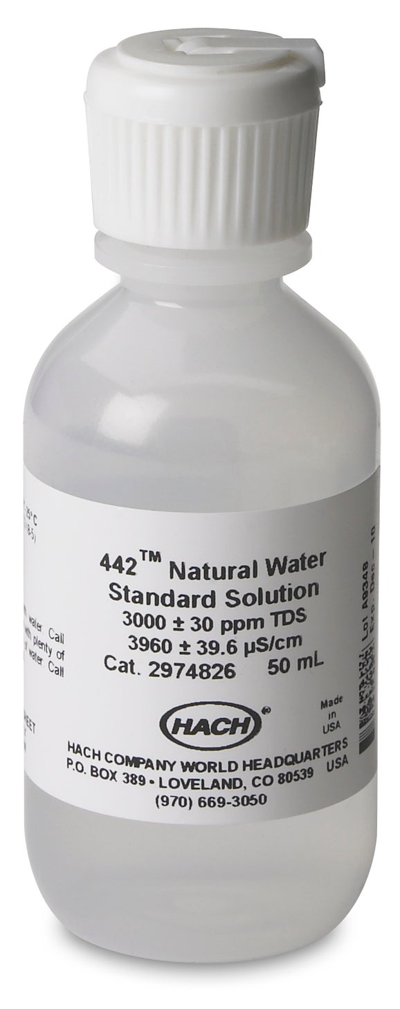 Solución estándar de agua natural, 3000 ppm TDS, 50 mL, Hach