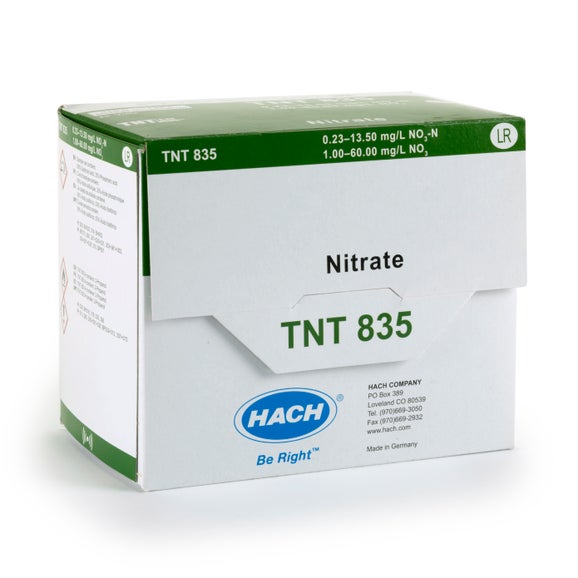 Pruebas en cubeta TNTplus para nitrato, LR (0.2 - 13,5 mg/L NO₃-N), 25 tests, Hach