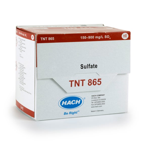 Prueba en cubeta TNTplus para sulfato, HR (150 - 900 mg/L SO₄), 25 pruebas, Hach