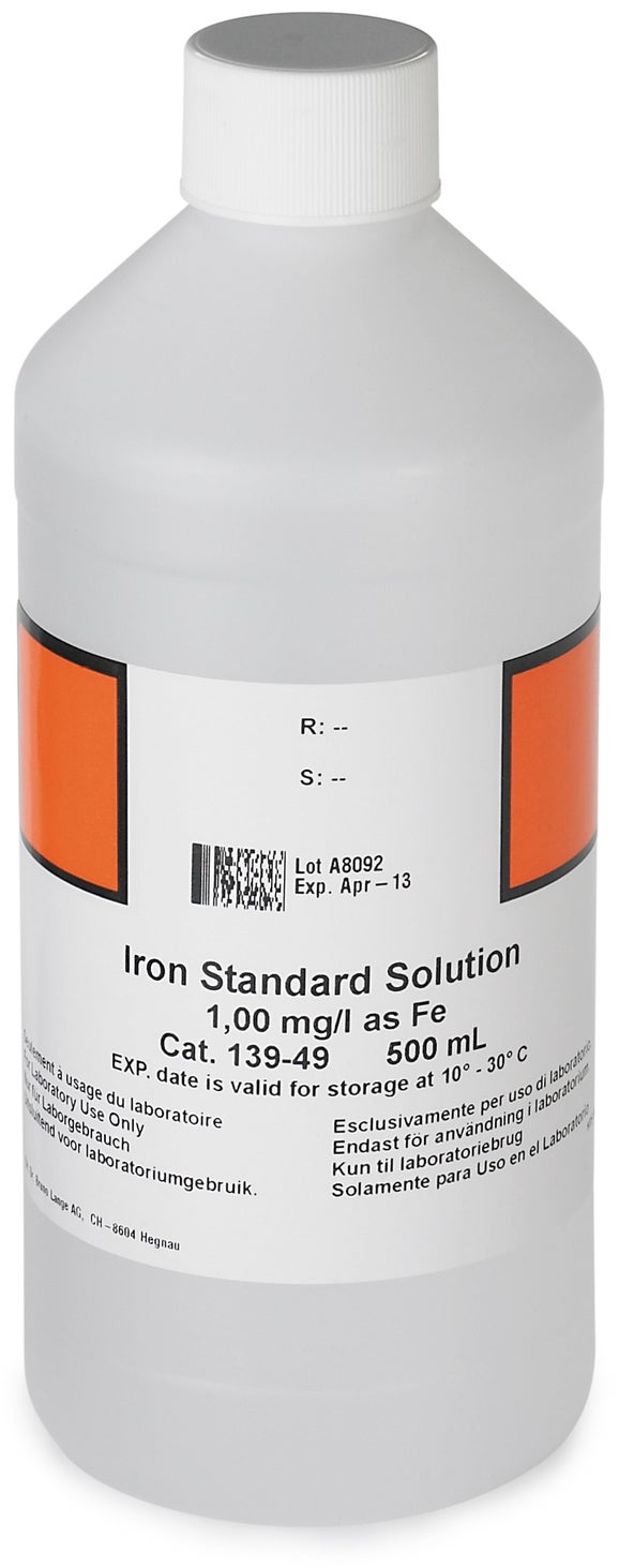 Solución estándar de hierro, 1 mg/l como Fe (NIST), 500 mL, Hach