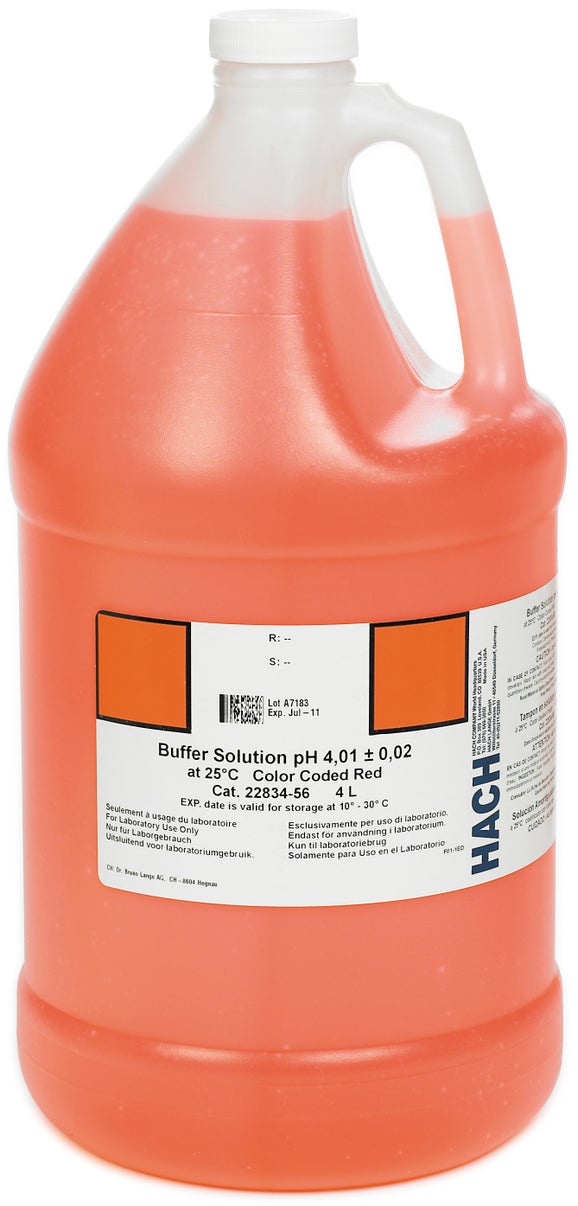 Solución buffer, pH 4.01 (NIST), código de color rojo, 4 L, Hach