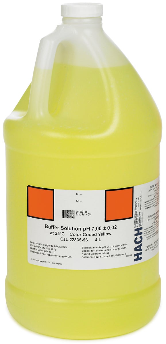 Solución buffer, pH 7.00 (NIST), código de color amarillo, 4 L, Hach